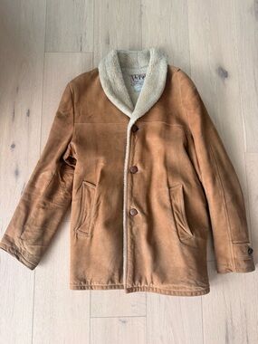 Vintage Victoria Leather Shearling Coat | Sherpa Lined | Made in Canada | L